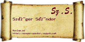 Száger Sándor névjegykártya